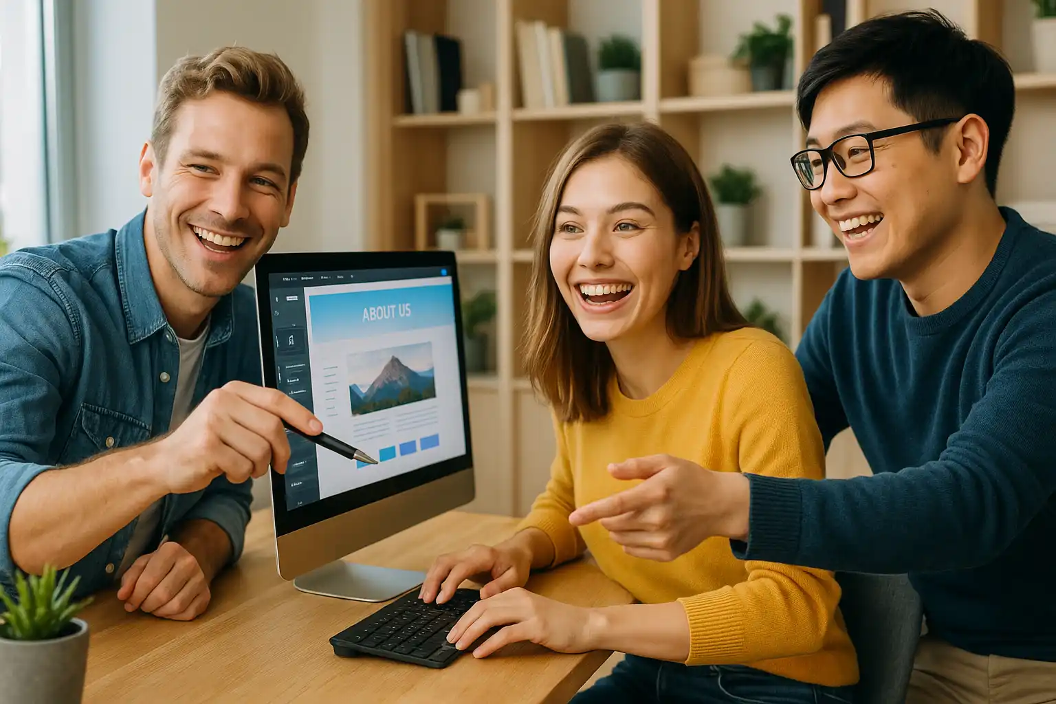 ノートパソコンに表示される洗練されたWebサイト